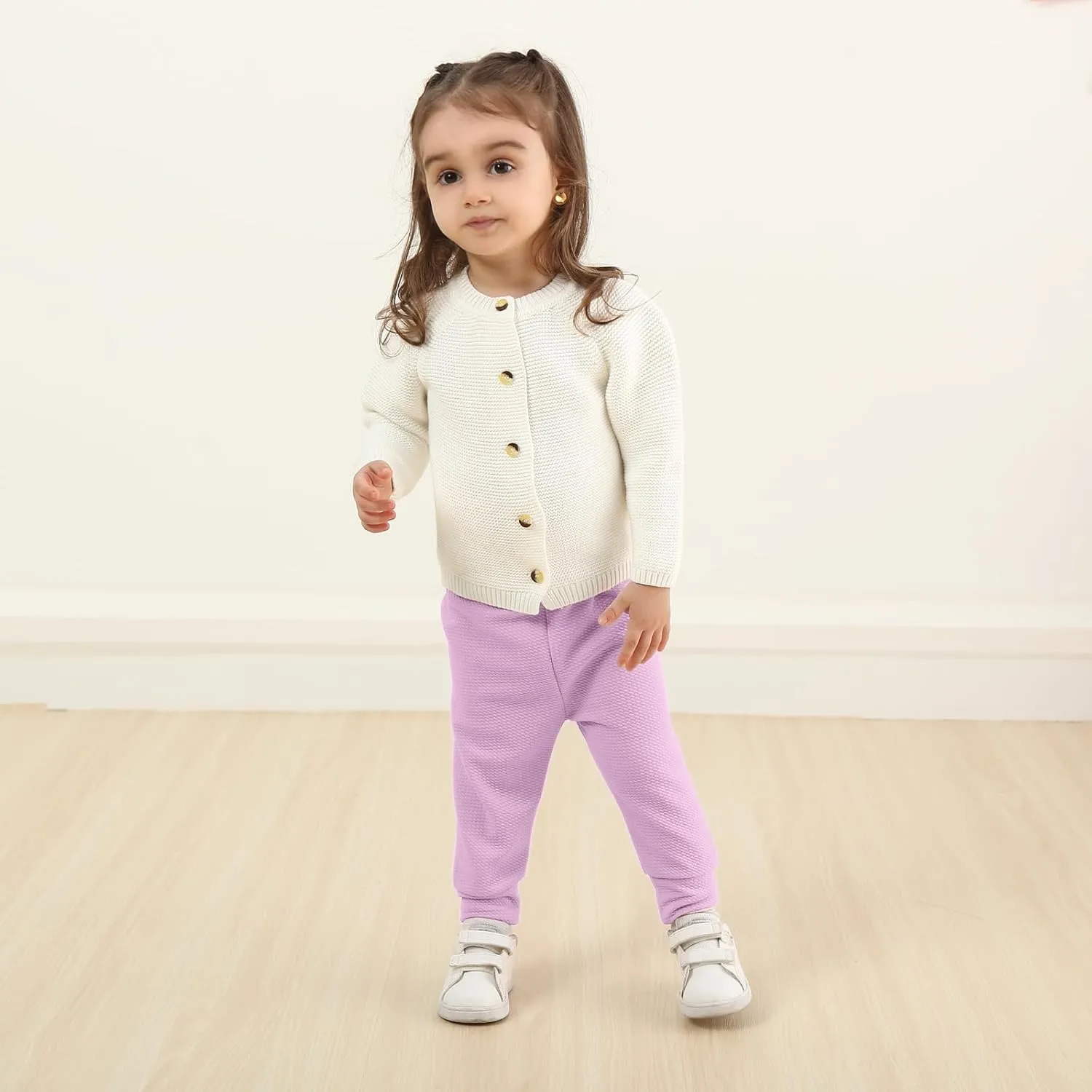 DREAM BUS 5 Pack Baby Girl Pants Toddler Girls Sweatpants Newborn Solid Jogger Pants Fall Baby Girl Waffles Leggings