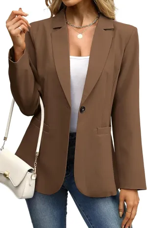 ELLEVEN Women's Blazer Business Casual Lightweight Suit - Long Sleeve Slim Fit Work Office Jacket with Pockets