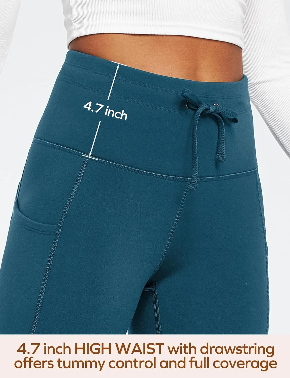 Ewedoos Womens Fleece Lined Leggings with Pockets Water Resistant High Waisted Thermal Winter Leggings for Women Hiking