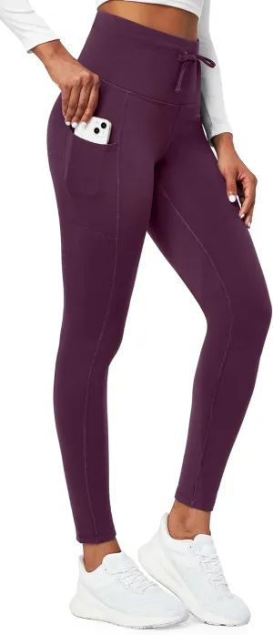 Ewedoos Womens Fleece Lined Leggings with Pockets Water Resistant High Waisted Thermal Winter Leggings for Women Hiking