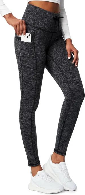 Ewedoos Womens Fleece Lined Leggings with Pockets Water Resistant High Waisted Thermal Winter Leggings for Women Hiking