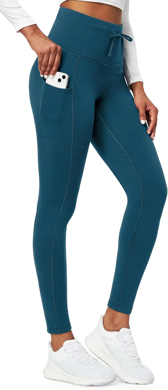 Ewedoos Womens Fleece Lined Leggings with Pockets Water Resistant High Waisted Thermal Winter Leggings for Women Hiking