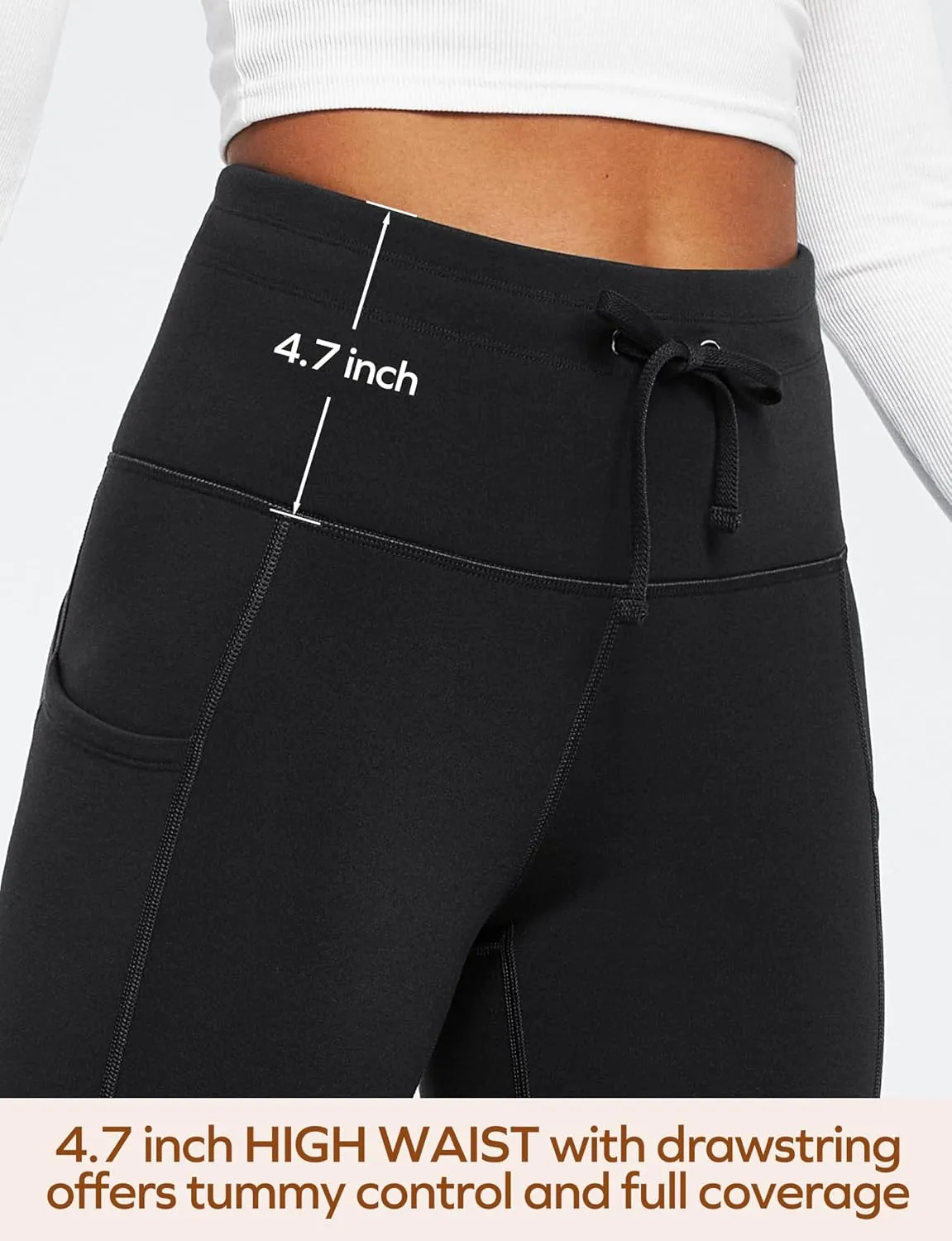 Ewedoos Womens Fleece Lined Leggings with Pockets Water Resistant High Waisted Thermal Winter Leggings for Women Hiking