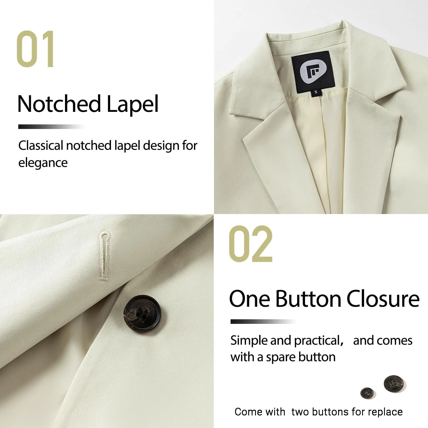 FARVALUE Womens Spring Casual Blazers Long Sleeve Notch Lapel Work Office Fall Blazer Jackets with Pockets