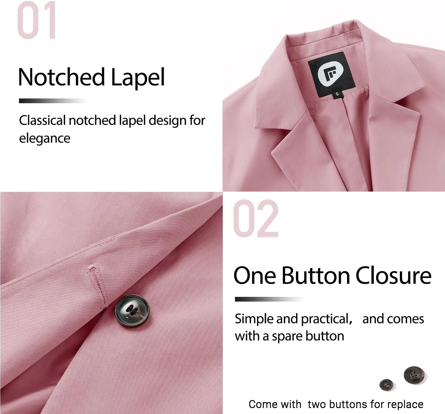 FARVALUE Womens Spring Casual Blazers Long Sleeve Notch Lapel Work Office Fall Blazer Jackets with Pockets