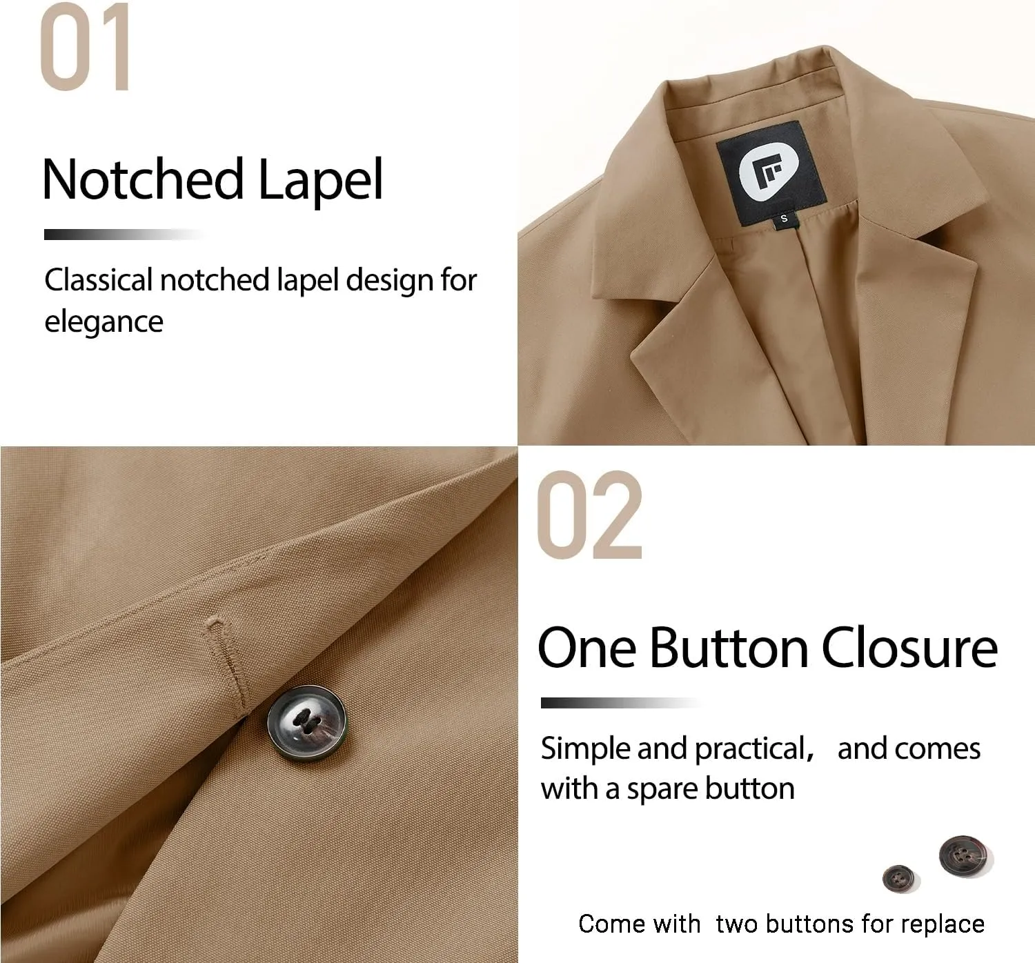 FARVALUE Womens Spring Casual Blazers Long Sleeve Notch Lapel Work Office Fall Blazer Jackets with Pockets