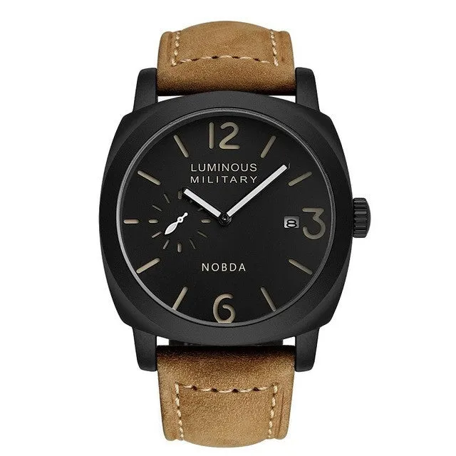 Fashion Brown Leather Strap Mens Watch Quartz Diver Dz Sport Sloar Military Watches Top Luxury Brand  Clock Ar Wrist Watch 016B