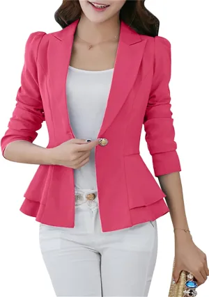 Fashion Button Down Blazer for Women Lightweight Lapel Front Open Blazer Casual Business Slim Fit Blazer