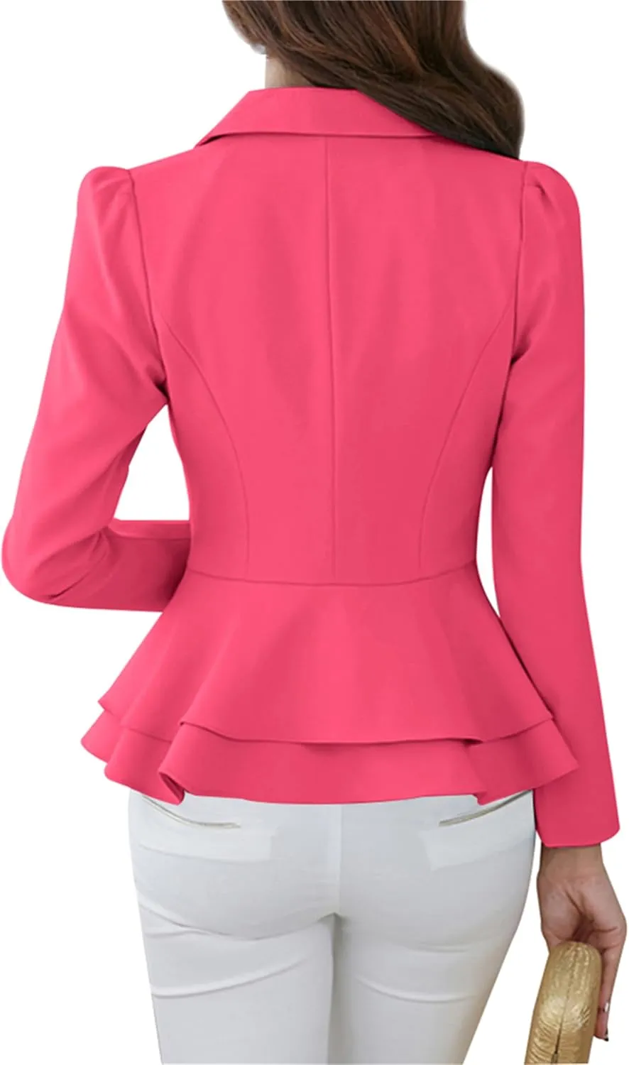 Fashion Button Down Blazer for Women Lightweight Lapel Front Open Blazer Casual Business Slim Fit Blazer