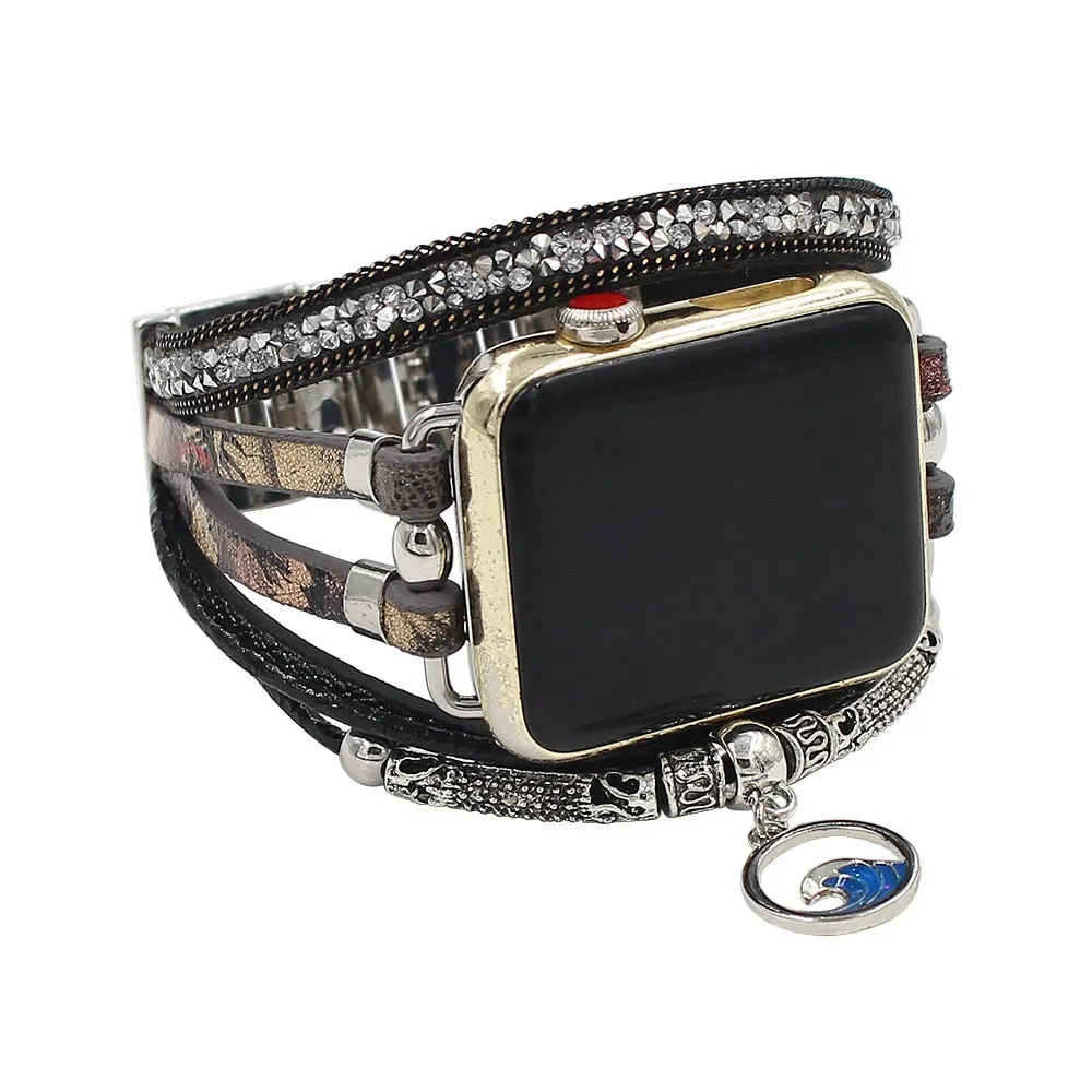Fashion Pink Leather Wrap for Apple Watch Bands