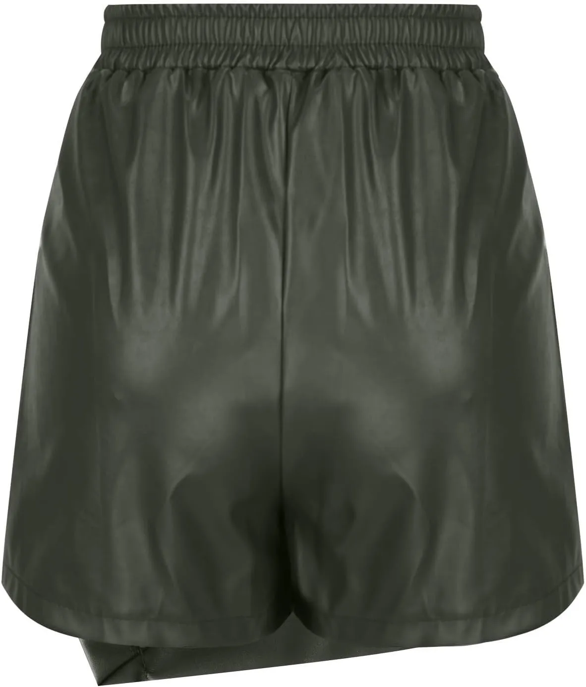 Faux Leather Skorts for Women Elastic High Waisted Ruched Wrap Skort Skirts Casual Sexy Dressy Business Work Skirt