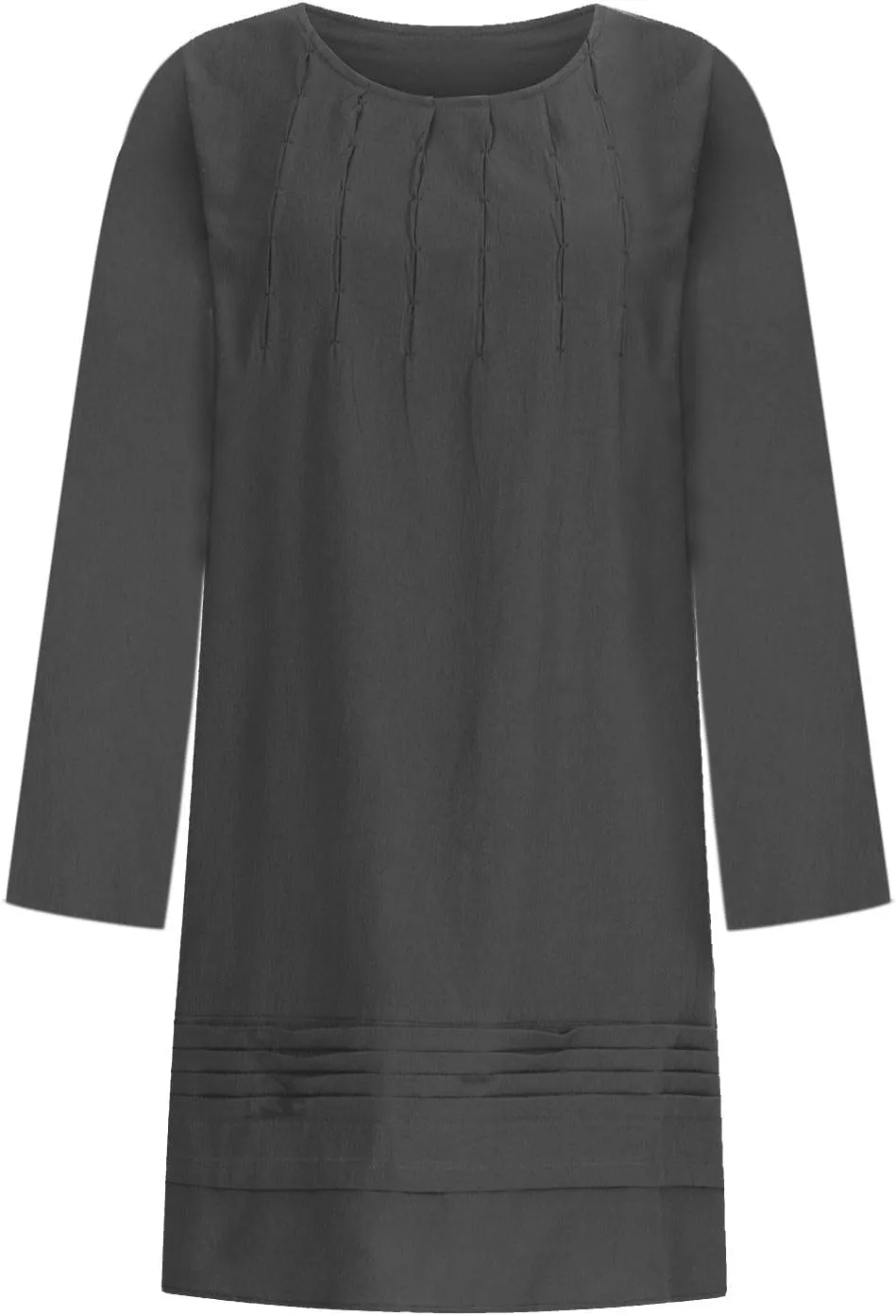 Finelylove Womens Summer Cotton Linen Dresses Short Flowy Beach Dress Long Sleeve Ruffled Shift Dress Casual Loose Sundress