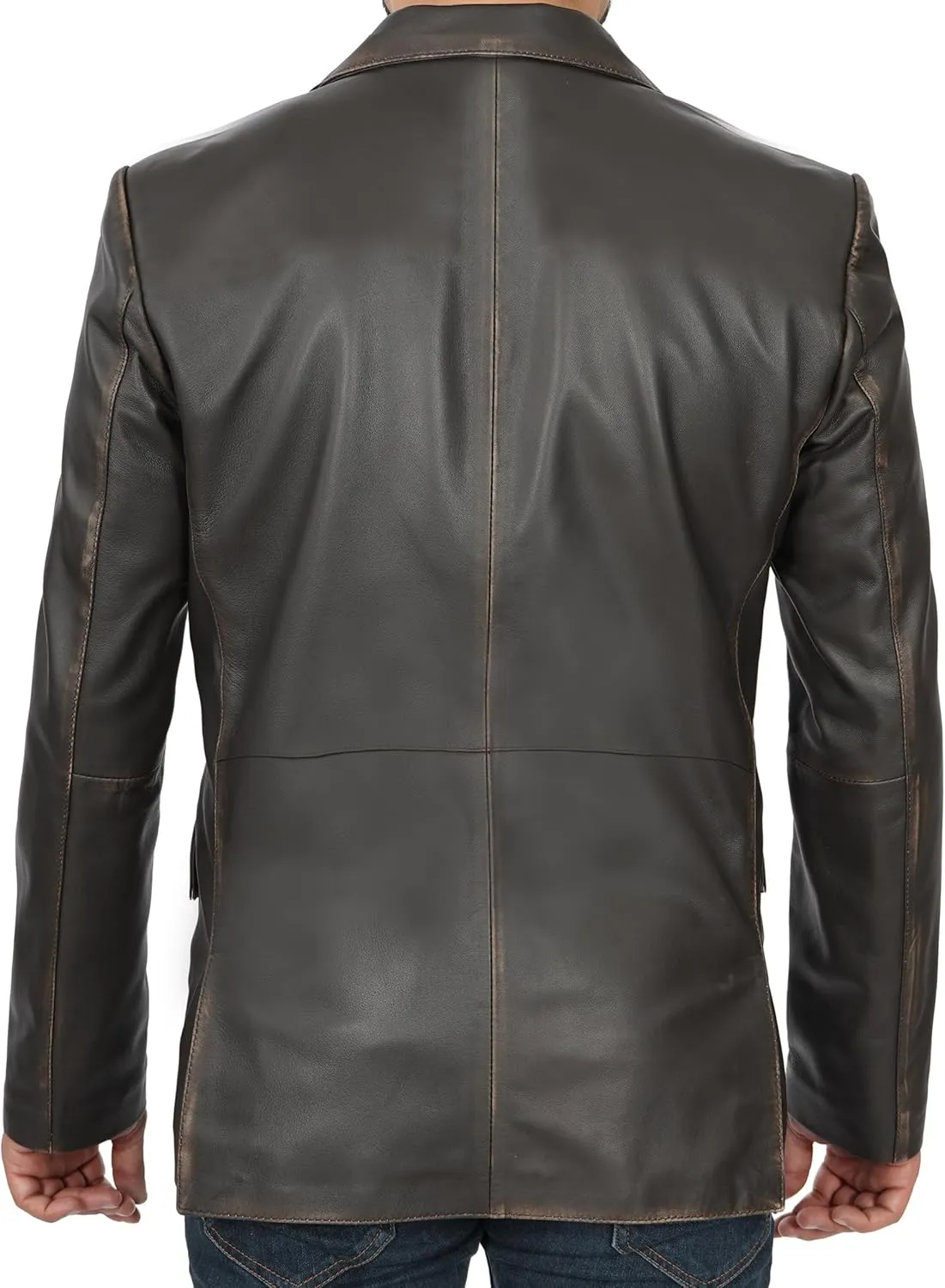 fjackets Leather Blazer for Men - Black & Brown Real Lambskin Casual Men's Leather Jacket Coats