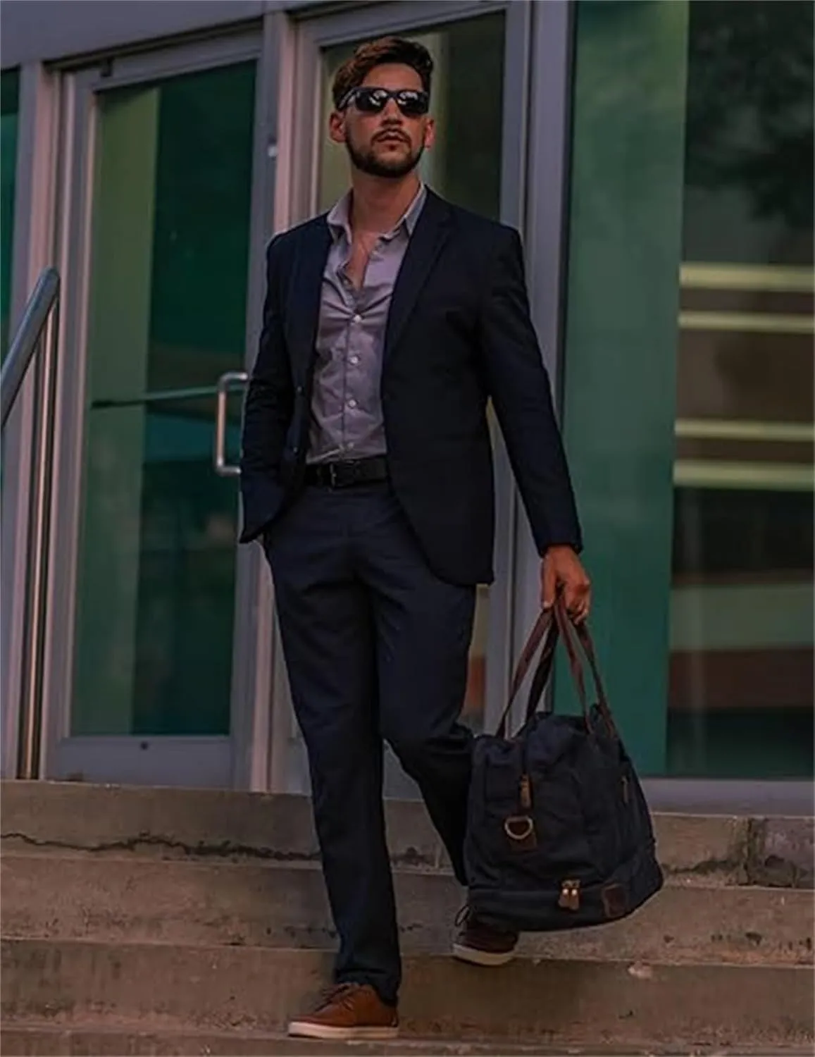 FLwuhui Mens Two Buttons Blazer Casual Lapel Collar Linen Jacket with Pockets Casual Sport Coat Slim Fit Lightweight Blazers