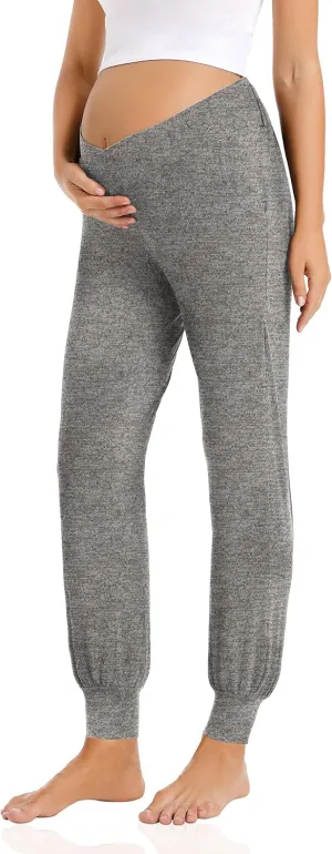 Foucome Women's Maternity Pants Comfy Lounge Workout Leggings Underbelly Stretchy Pregnancy Joggers Sweatpants