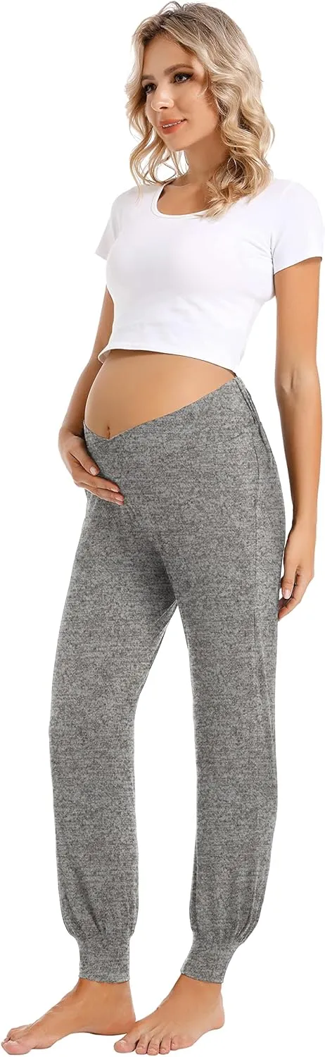 Foucome Women's Maternity Pants Comfy Lounge Workout Leggings Underbelly Stretchy Pregnancy Joggers Sweatpants