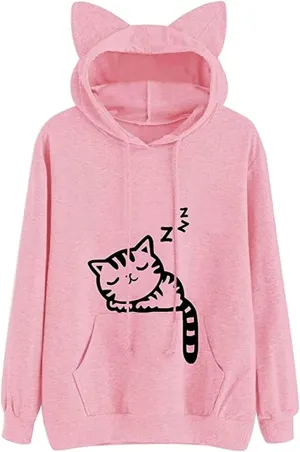 Fronage Teen Girls Hooded Sweatshirt Womens Long Sleeve Cute Hoodies Pullover Tops