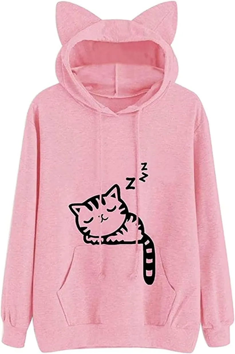 Fronage Teen Girls Hooded Sweatshirt Womens Long Sleeve Cute Hoodies Pullover Tops