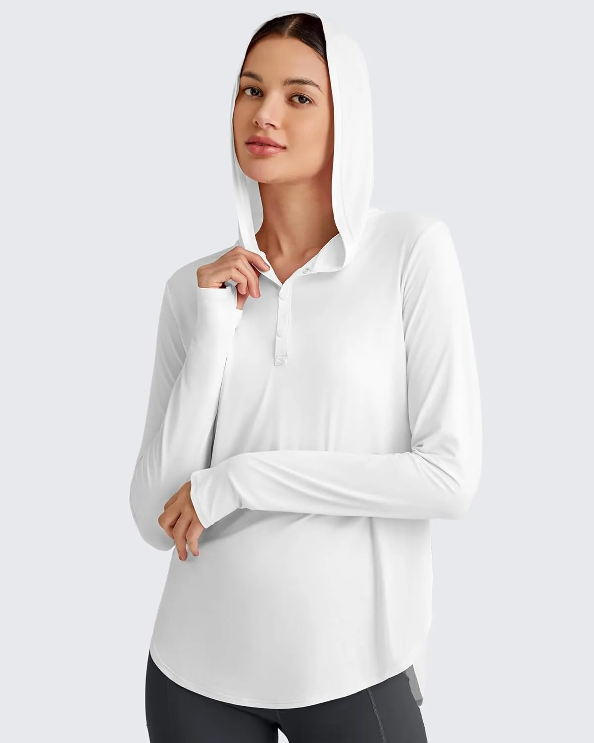 G4Free Lightbreeze Womens UPF 50  Sun Shirts with Hoodie Long Sleeve Workout Tops Button Up Rash Guard Hiking