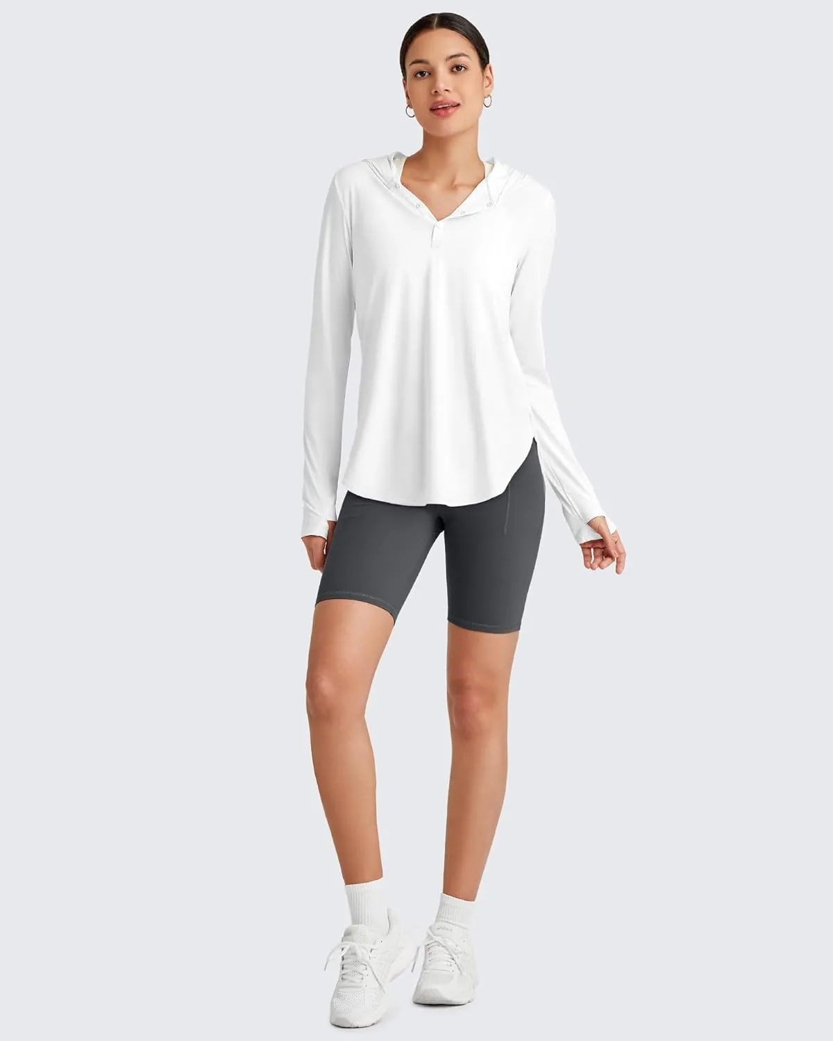 G4Free Lightbreeze Womens UPF 50  Sun Shirts with Hoodie Long Sleeve Workout Tops Button Up Rash Guard Hiking
