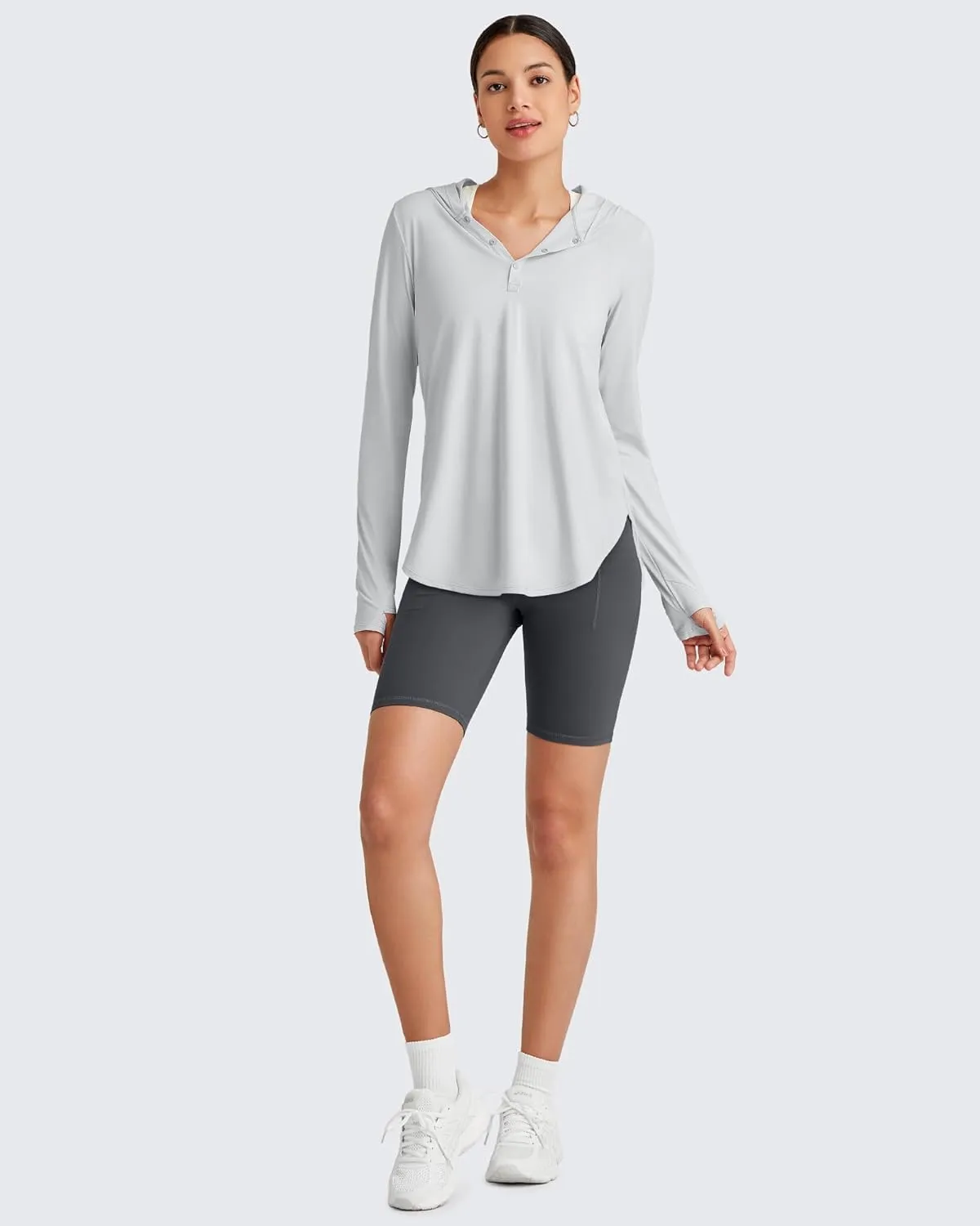G4Free Lightbreeze Womens UPF 50  Sun Shirts with Hoodie Long Sleeve Workout Tops Button Up Rash Guard Hiking