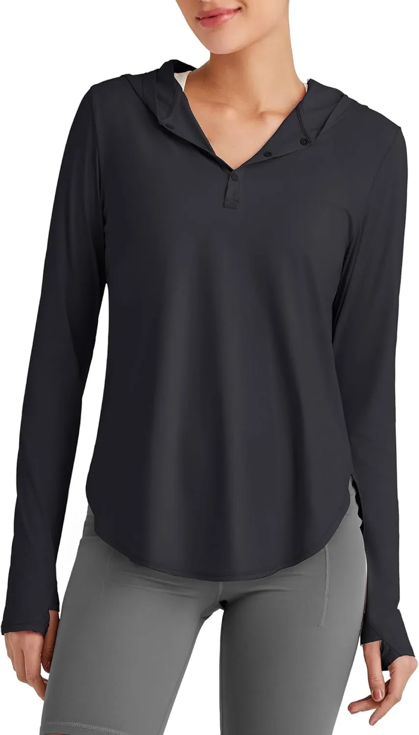 G4Free Lightbreeze Womens UPF 50  Sun Shirts with Hoodie Long Sleeve Workout Tops Button Up Rash Guard Hiking