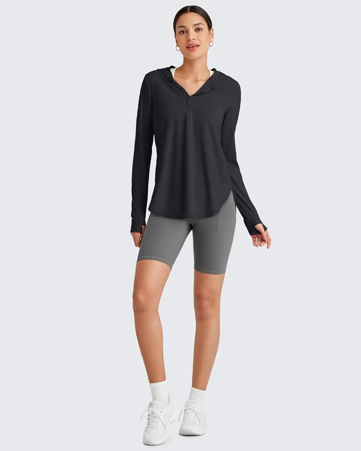 G4Free Lightbreeze Womens UPF 50  Sun Shirts with Hoodie Long Sleeve Workout Tops Button Up Rash Guard Hiking