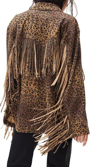 Gacaky Women's Oversized Faux Suede Fringe Jacket Vintage Western Cowgirl Tassel Jackets Country Concert Outfits
