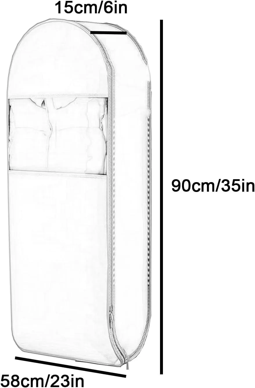 Garment Bags for Hanging Clothes Satin Fabric, Clothing Bags Storage Hanging Fully Sealed, Compressed Space 40%, Side Opening and Large Window(Beige,90x58x15cm/35x23x6in)