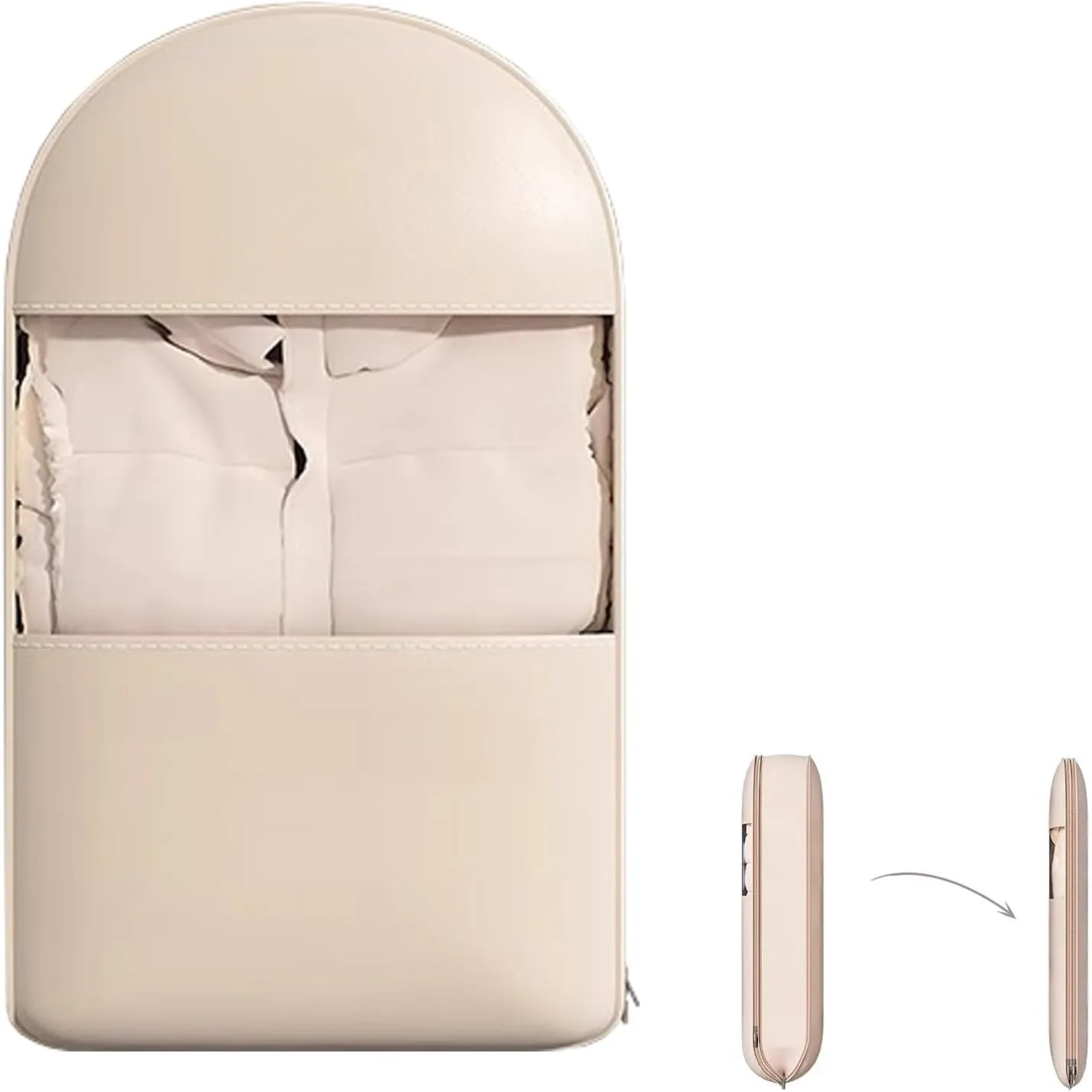 Garment Bags for Hanging Clothes Satin Fabric, Clothing Bags Storage Hanging Fully Sealed, Compressed Space 40%, Side Opening and Large Window(Beige,90x58x15cm/35x23x6in)