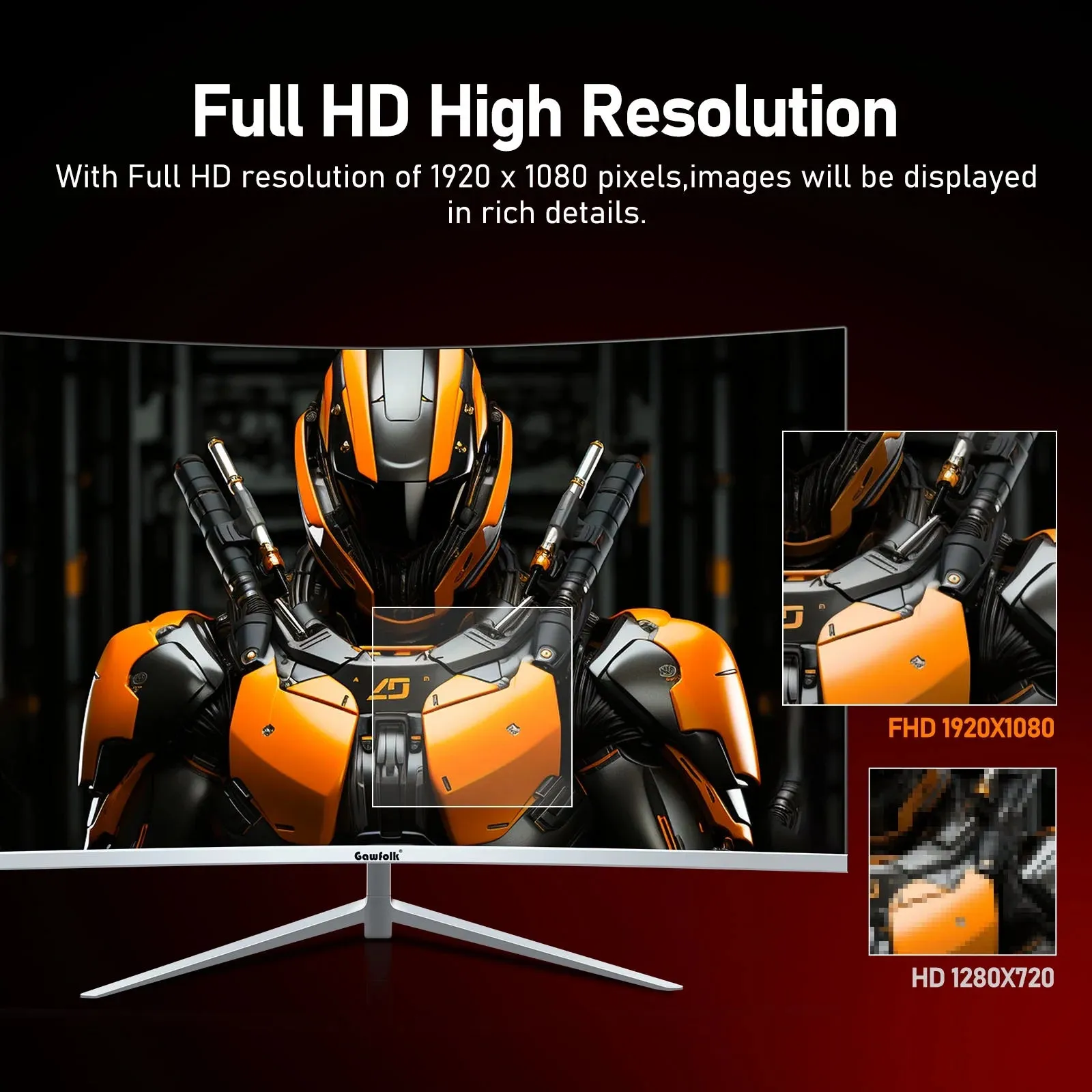 Gawfolk 27 inch Curved Monitor 100hz, PC White Computer Gaming Monitor FHD 1080P, 1800R, Frameless, Built-in Speakers