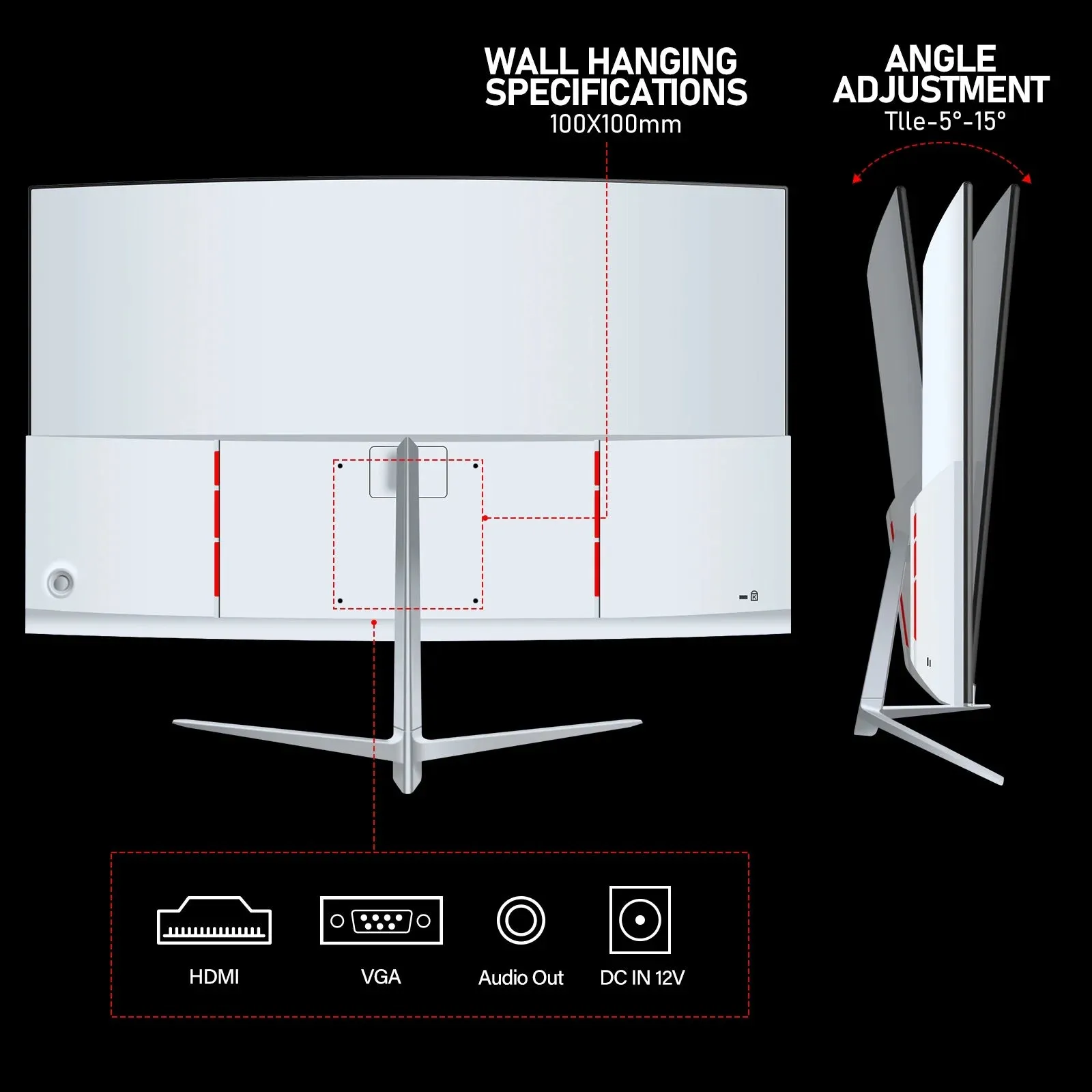 Gawfolk 27 inch Curved Monitor 100hz, PC White Computer Gaming Monitor FHD 1080P, 1800R, Frameless, Built-in Speakers