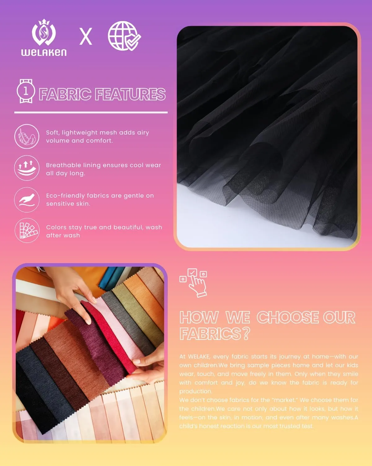Girls Layered Tutu Skirts Elastic Waist Tulle High-Low Skorts Dance Party Outfits