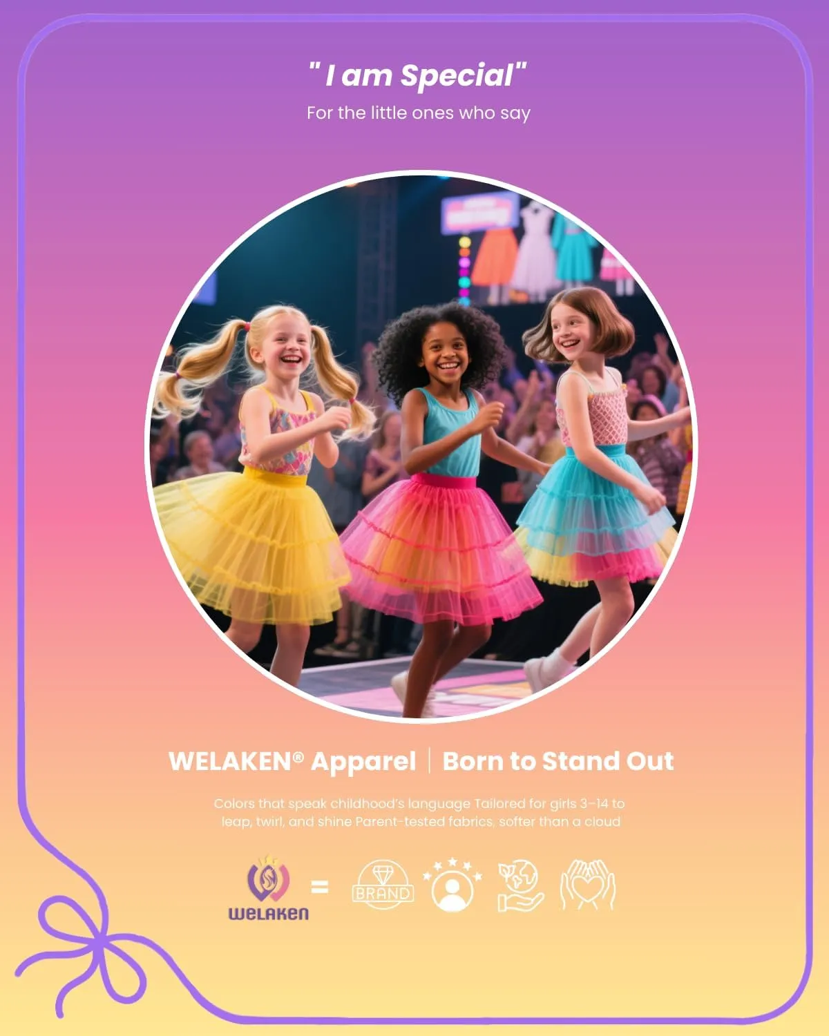 Girls Layered Tutu Skirts Elastic Waist Tulle High-Low Skorts Dance Party Outfits