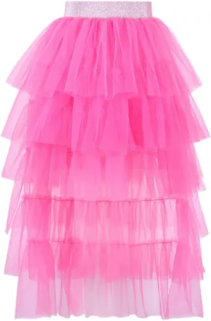 Girls Layered Tutu Skirts Elastic Waist Tulle High-Low Skorts Dance Party Outfits