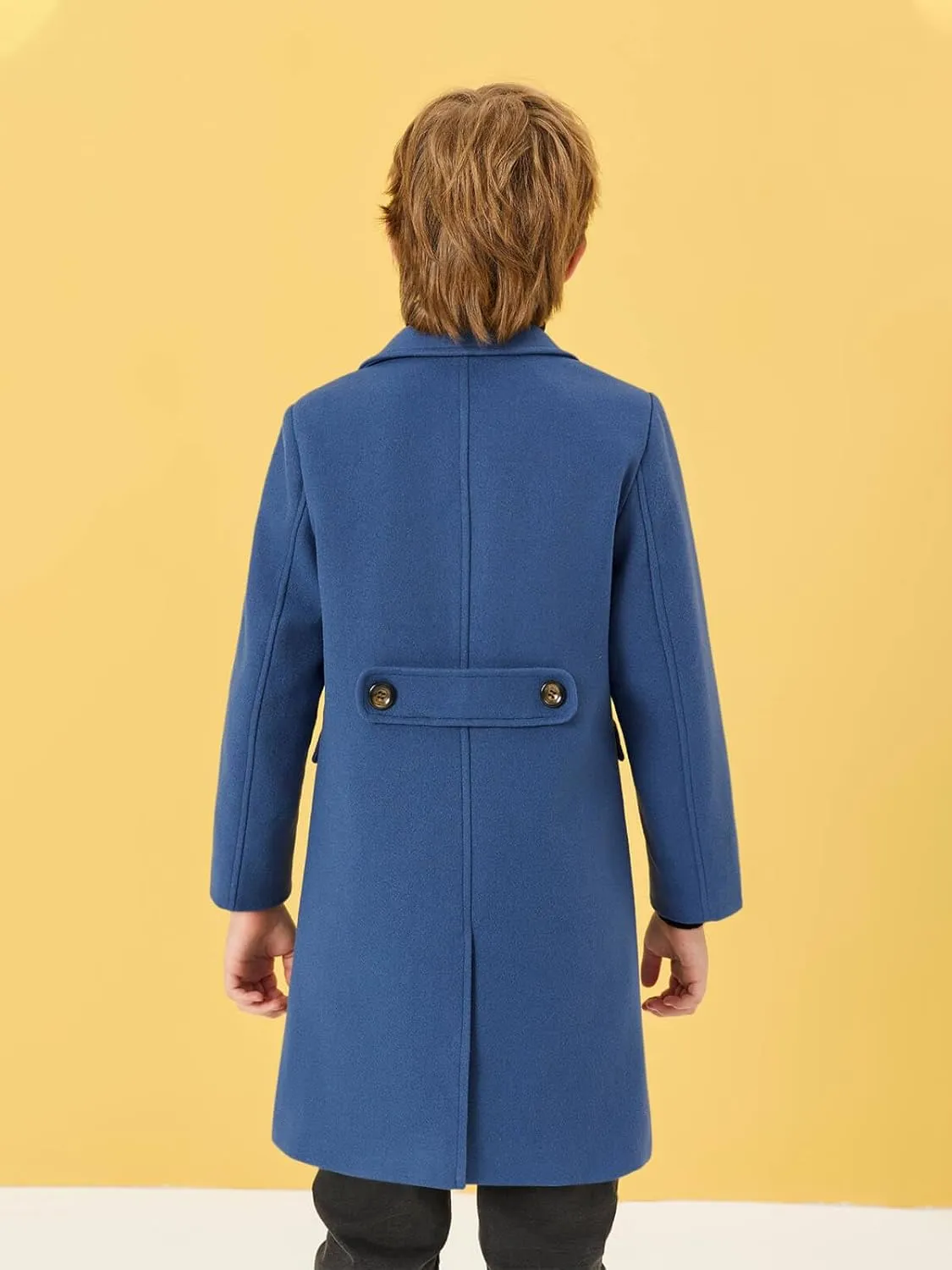Haloumoning Boys Dress Coats Double Breasted Trench Coat Winter Pea Coat with Pockets 5-14 Years