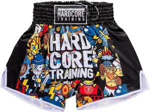 Hardcore Training Muay Thai Shorts Japanese Cortoon Design Kick Boxing MMA Combat Sport Sparring Trunks Cage Fight