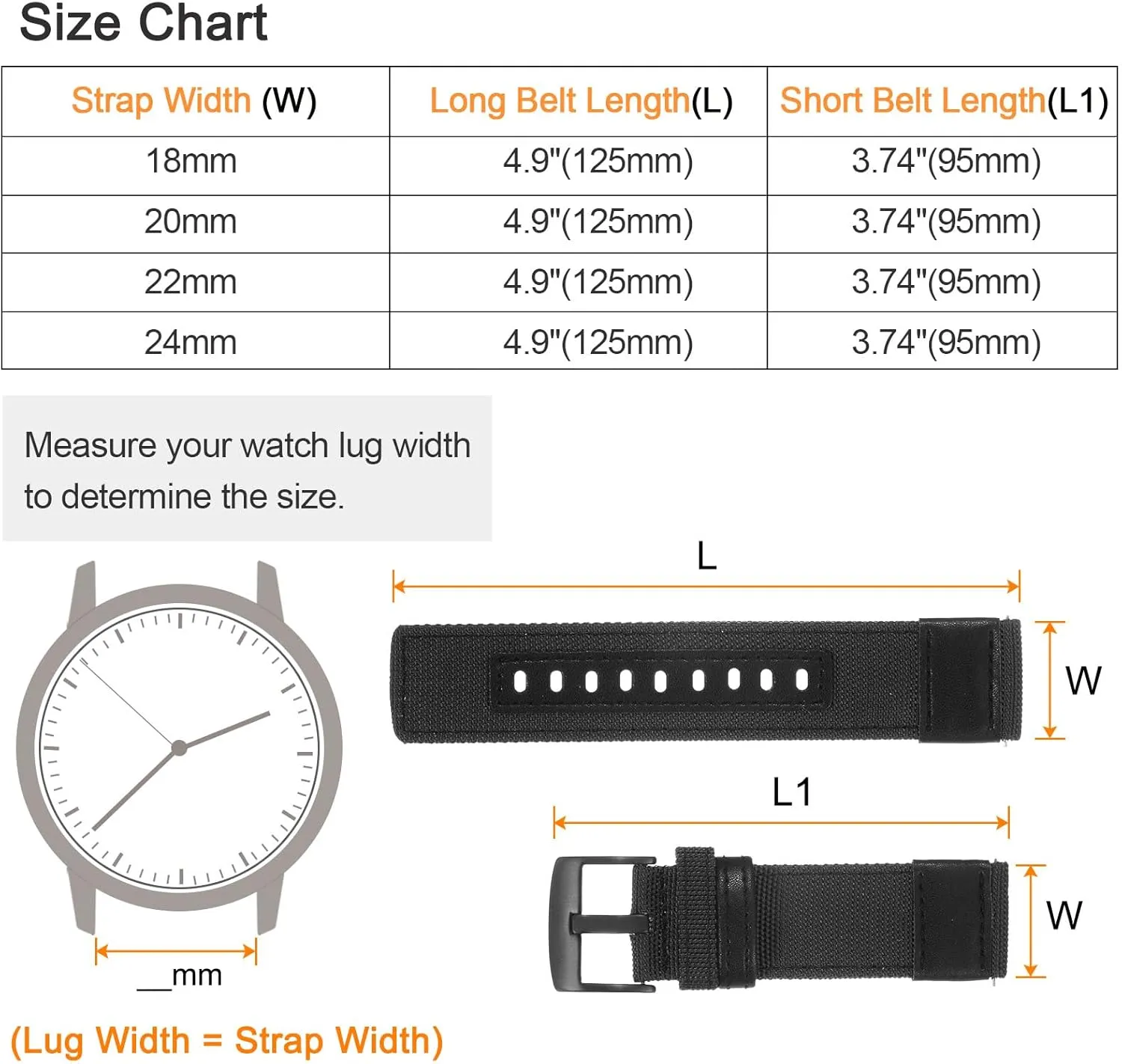 HARFINGTON Nylon Watch Band Quick Release Canvas Watch Strap with Black Stainless Steel Buckle for Men Women