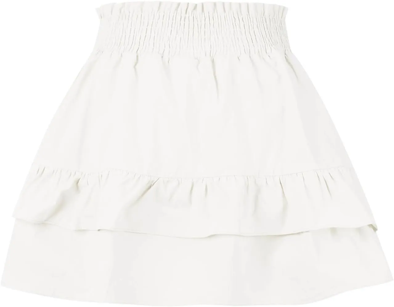 High Waisted Skirt for Women Ruffle Hem Flowy Stretchy Summer Mini Skirt Casual A Line Swing Beach Mini Short Skirt