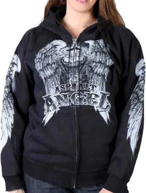 Hot Leathers Black Asphalt Angel Ladies Zip Hoodie