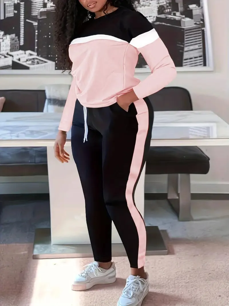 HTD Womens 2 Piece Outfits Casual Sweatsuits Long Sleeve Tracksuit Matching Sets
