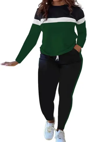 HTD Womens 2 Piece Outfits Casual Sweatsuits Long Sleeve Tracksuit Matching Sets