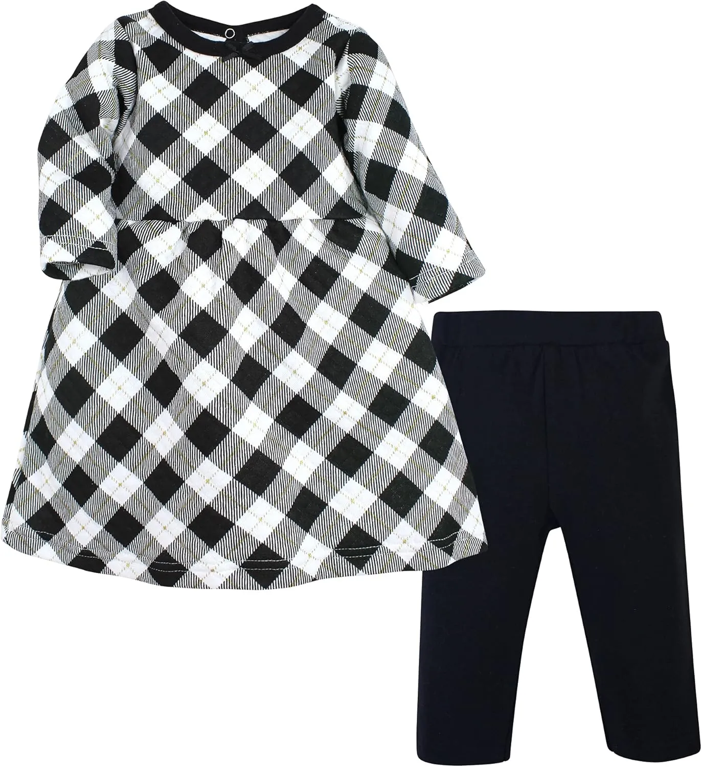 Hudson Baby Unisex Baby Quilted Cotton Dress and Leggings