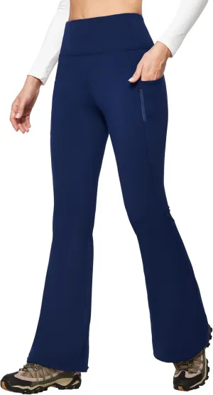 IUGA Fleece Lined Pants Women Water Resistant Hiking Pants Winter Flare Leggings with Pockets Bootcut Thermal