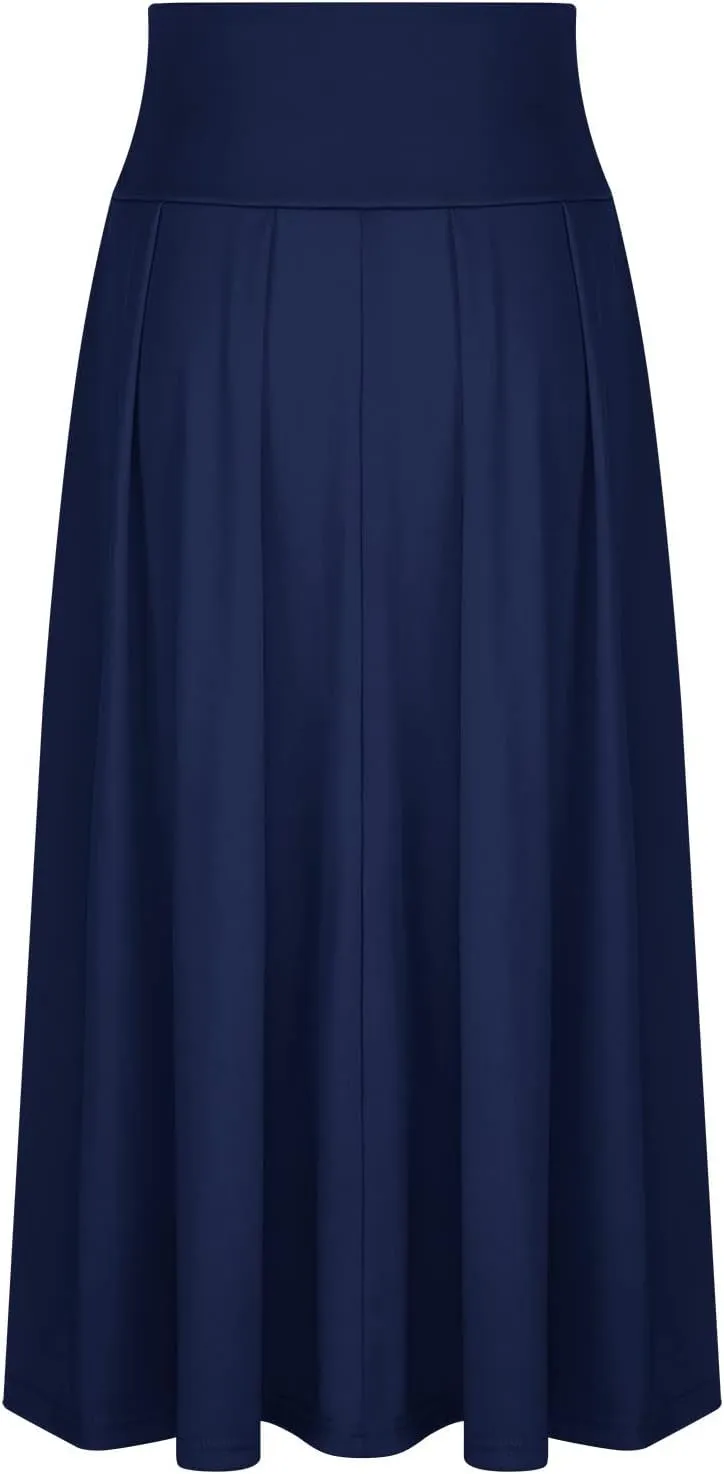 JOAU Women Casual Maxi Skirts Self Bowknot Front Elastic High Waisted Flowy Swing A-Line Lightweight Pleated Long Skirt