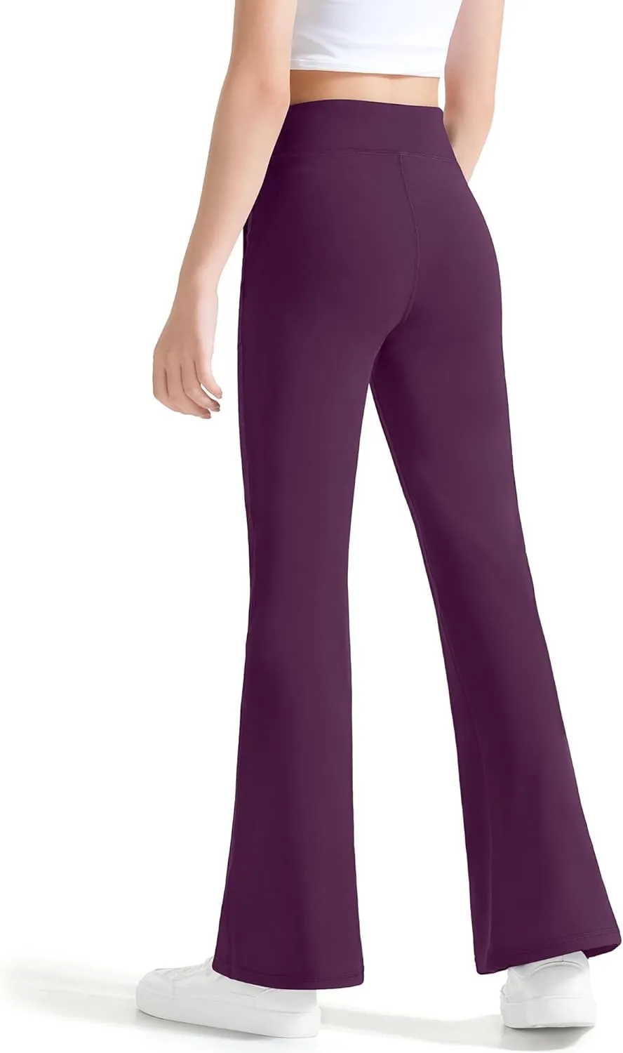JOCMIC Girls Fleece Lined Flare Leggings High Waist Bell Bottoms Yoga Athletic Pants with Pockets for Kids