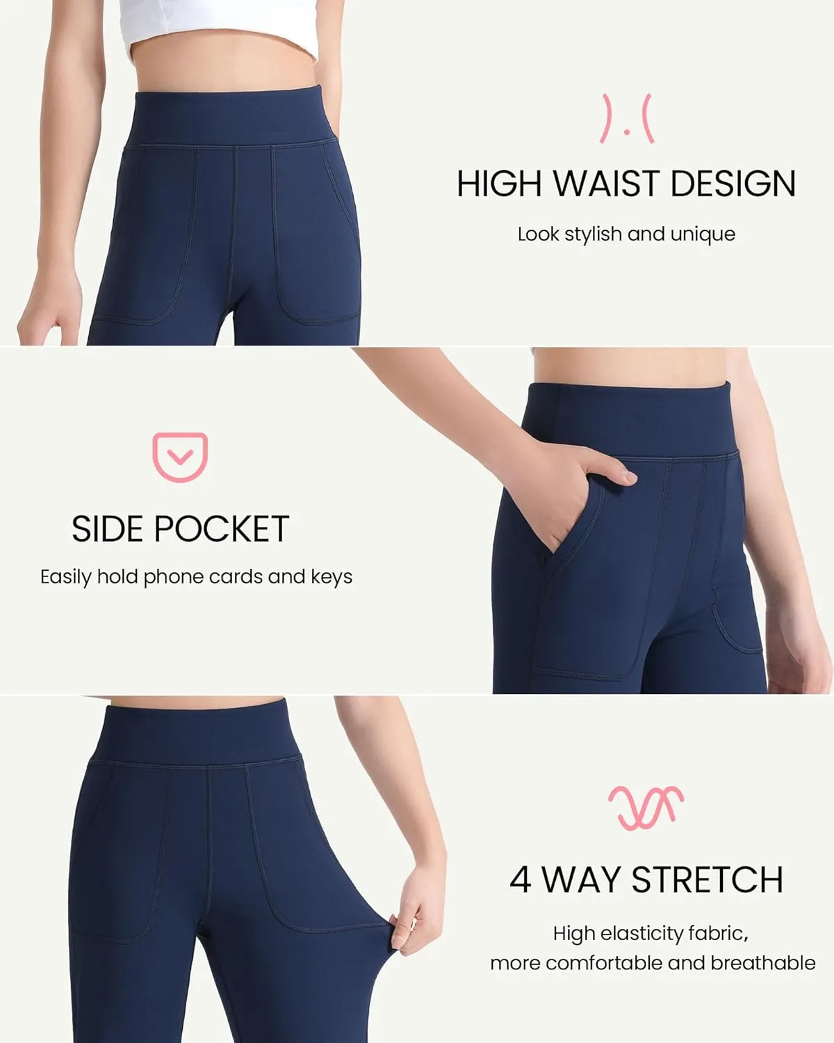 JOCMIC Girls Fleece Lined Flare Leggings High Waist Bell Bottoms Yoga Athletic Pants with Pockets for Kids