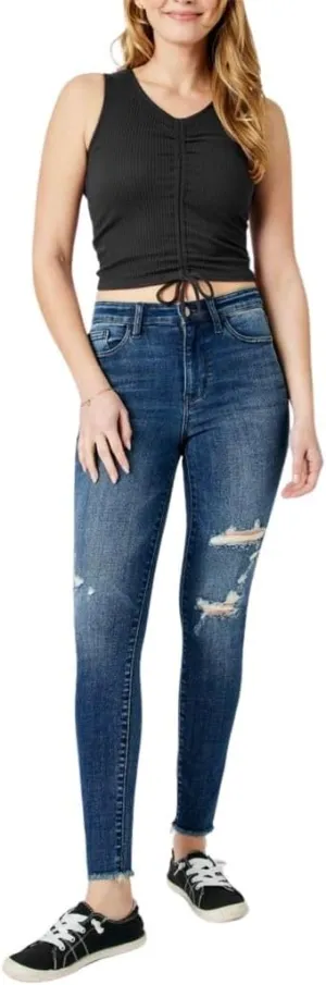 Judy Blue Women's High Waist Raw Hem Skinny Jeans