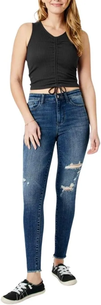 Judy Blue Women's High Waist Raw Hem Skinny Jeans