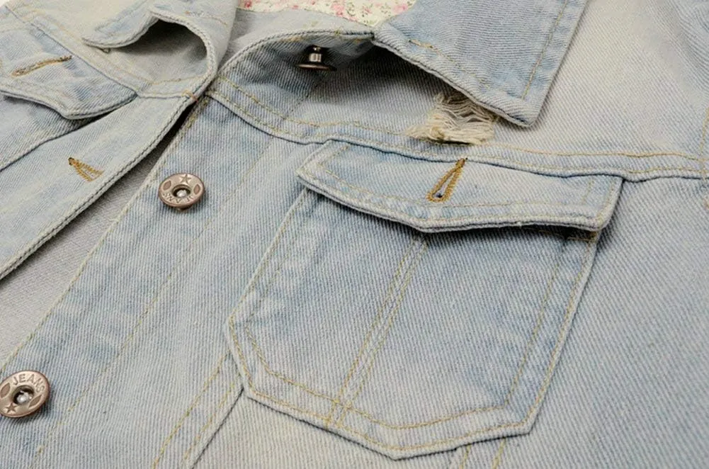 Kedera Womens Denim Jean Vest Classic Junior Button Up Cropped Distressed Sleeveless Jean Jacket